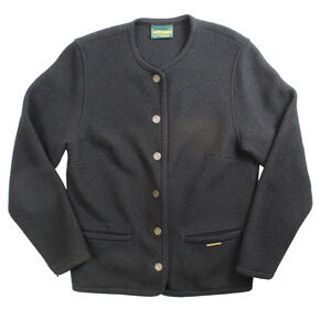 Geiger Austria Boiled Wool Jacket Womens Medium Black Alpine Cardigan Sweater